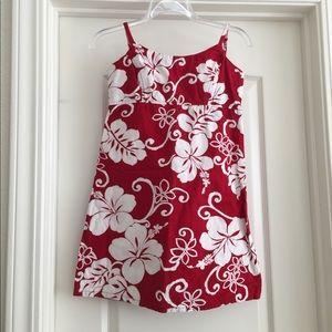 Red Hawaiian print dress
